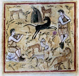 Hyrder med deres flokke, illustration fra Codex Vergilius Romanus